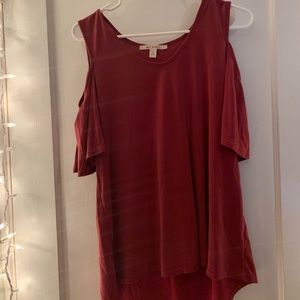 Red open sleeve top